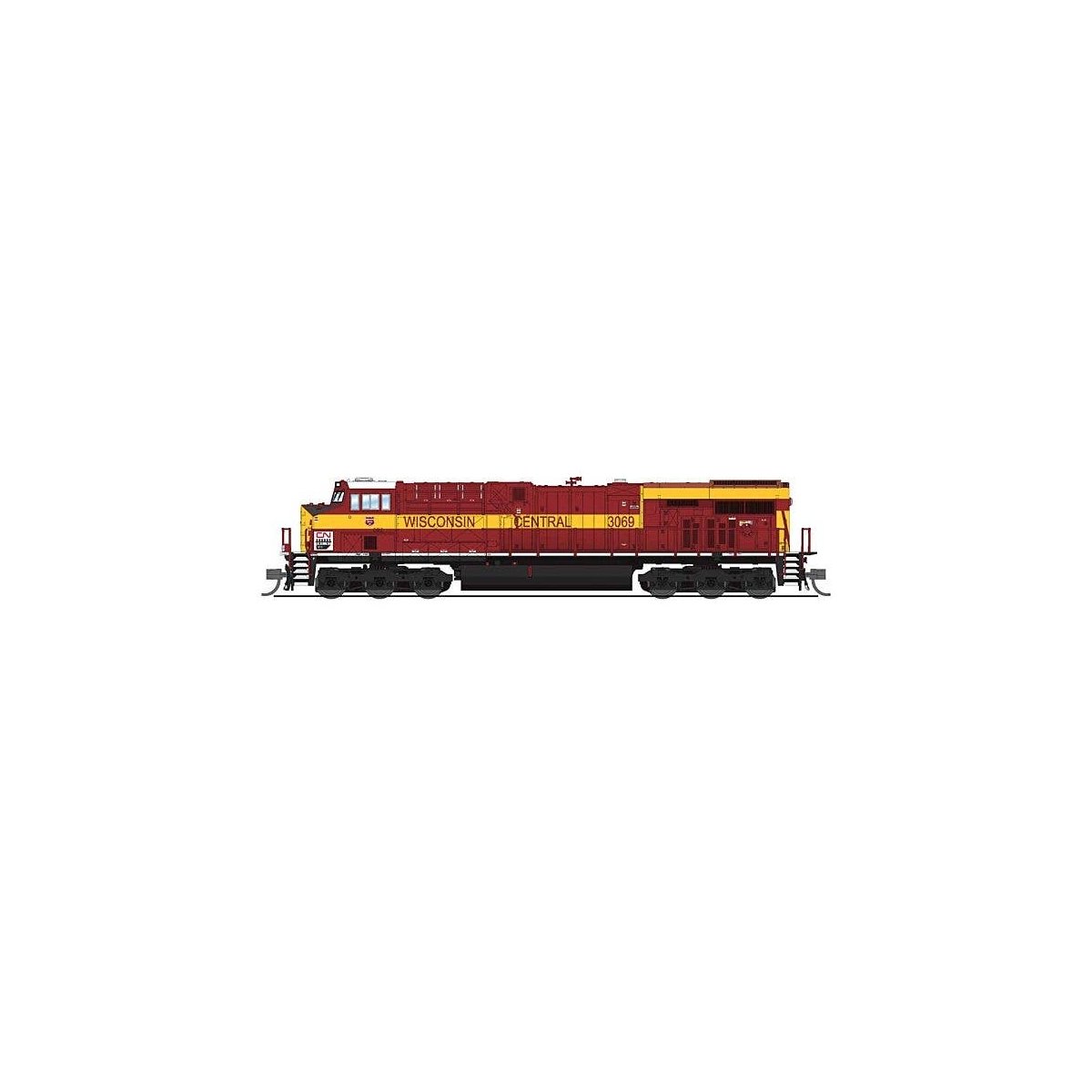 GE ES44AC - Standard DC - Stealth -- Canadian National 3069 (Wisconsin Central Heritage, maroon, gold), N, Broadway Limited Impo