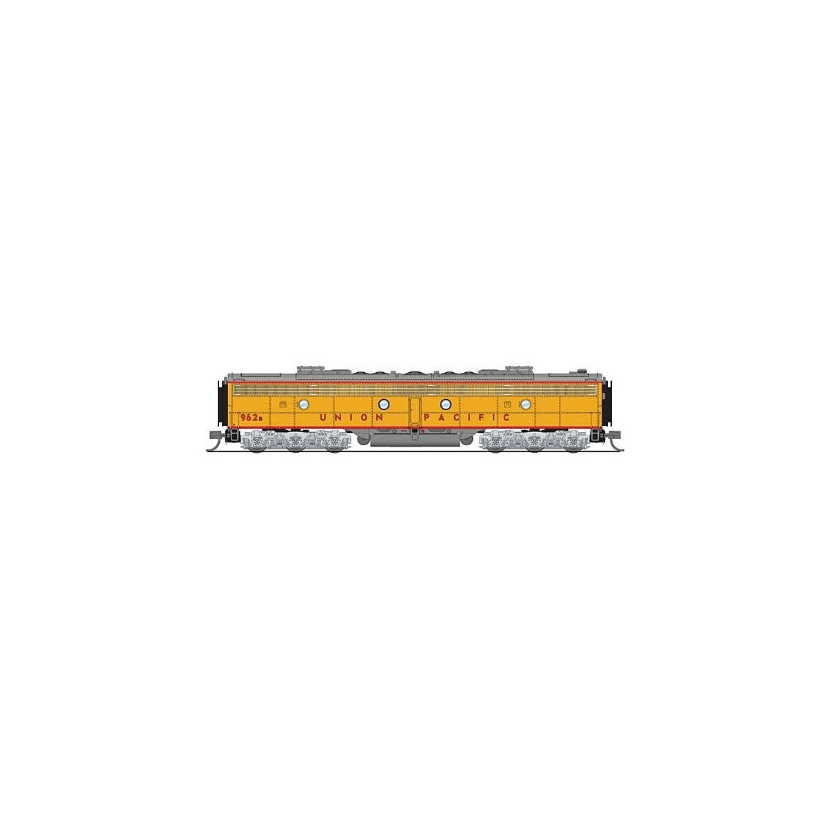EMD E9B - Standard DC - Stealth Series -- Union Pacific 970B (Armour Yellow, gray, red), N, Broadway Limited Imports 8855