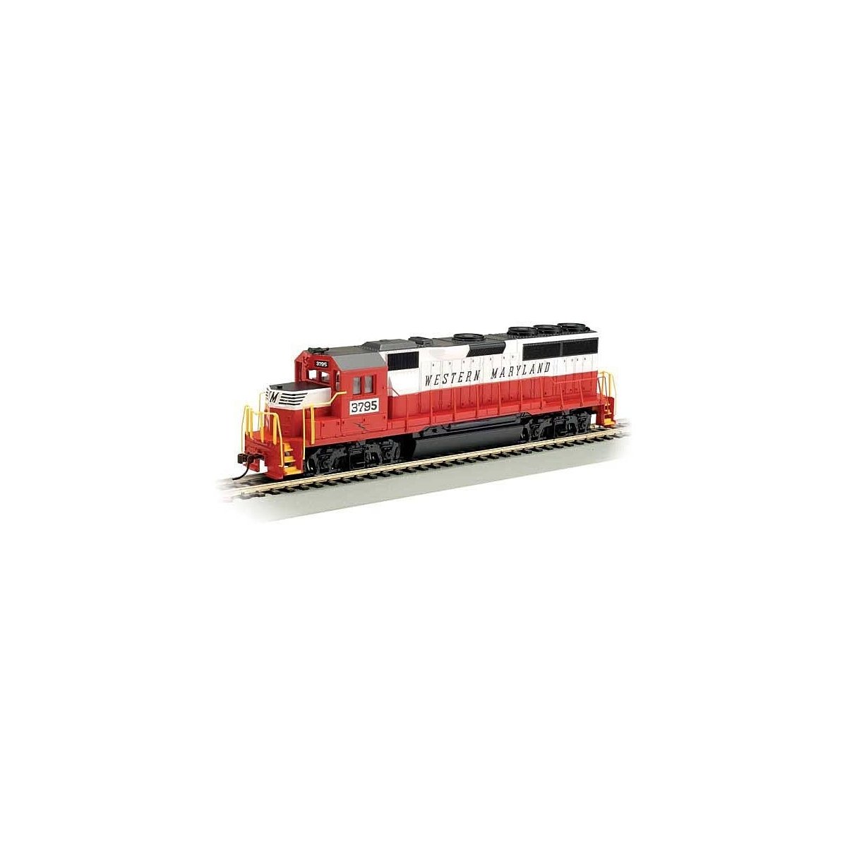 EMD GP40 - Standard DC -- Western Maryland 3795 (white, red, black), HO, Bachmann Industries 63536