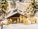 Christmas Market Manger with Figures in Wood Look, HO, NOCH 14394