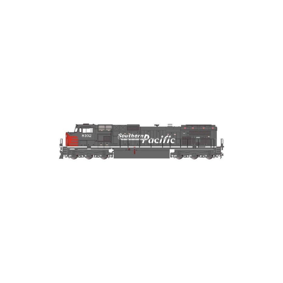 GE Dash 9-44CW - Standard DC -- Southern Pacific 8102 (gray, red), G, Bachmann Industries 90920