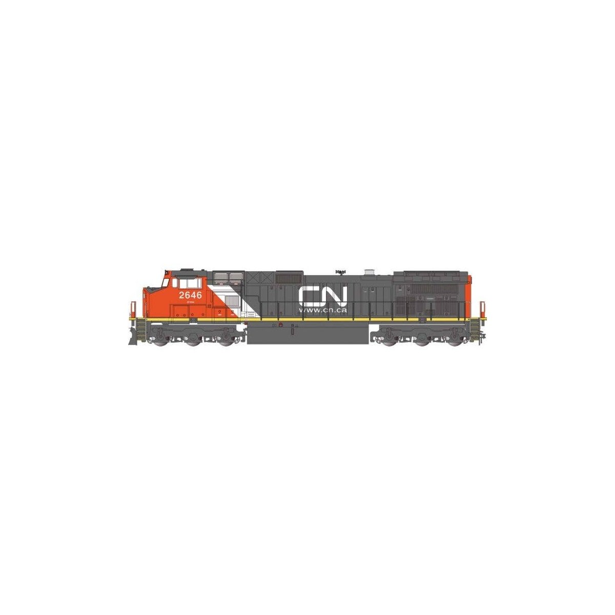 GE Dash 9-44CW - Standard DC -- Canadian National 2646 (black, red, white, Website Logo), G, Bachmann Industries 90924