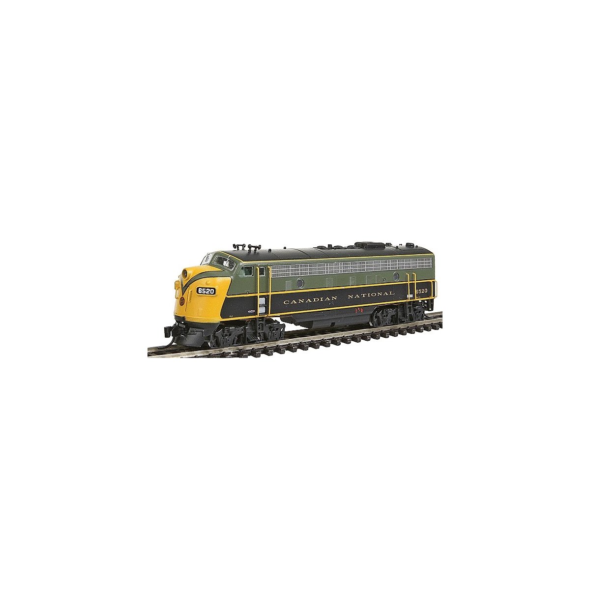 EMD FP9 - Standard DC -- Canadian National (green, black, yellow), N, Intermountain Railway Company 69987
