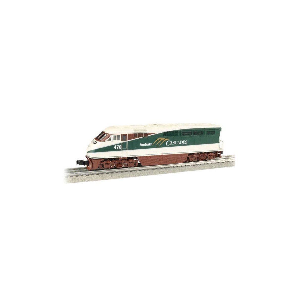 EMD F59PHI - 3-Rail w/True Blast Plus(R) Sound - Williams -- Amtrak 470 (Cascades, copper, green, white), O, Bachmann Industries