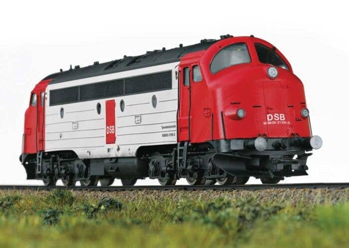 NOHAB Class MY Diesel - Sound and DCC -- Danish State Railways DSB 1105 (Era V 1990s,white, red, black), HO, Trix 22788