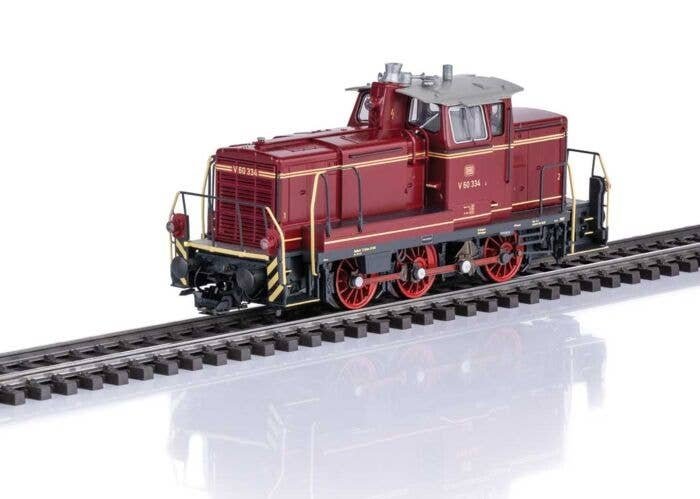 Class V 60 Diesel - Sound and DCC -- German Federal Railroad DB V 60 334 (Era III 1960, red, black, yellow), HO, Trix 25600