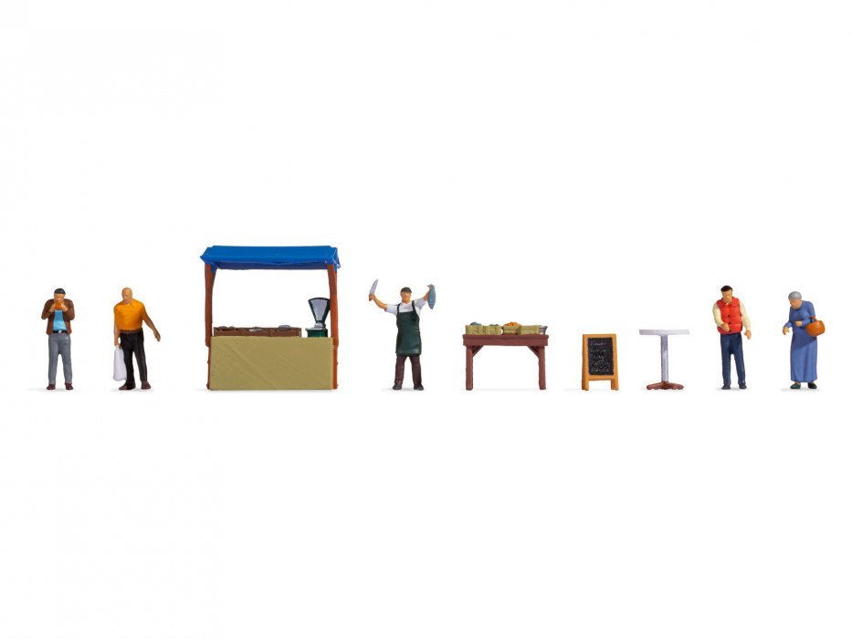 Themed Figures Set "Fish Stall", HO, NOCH 16228