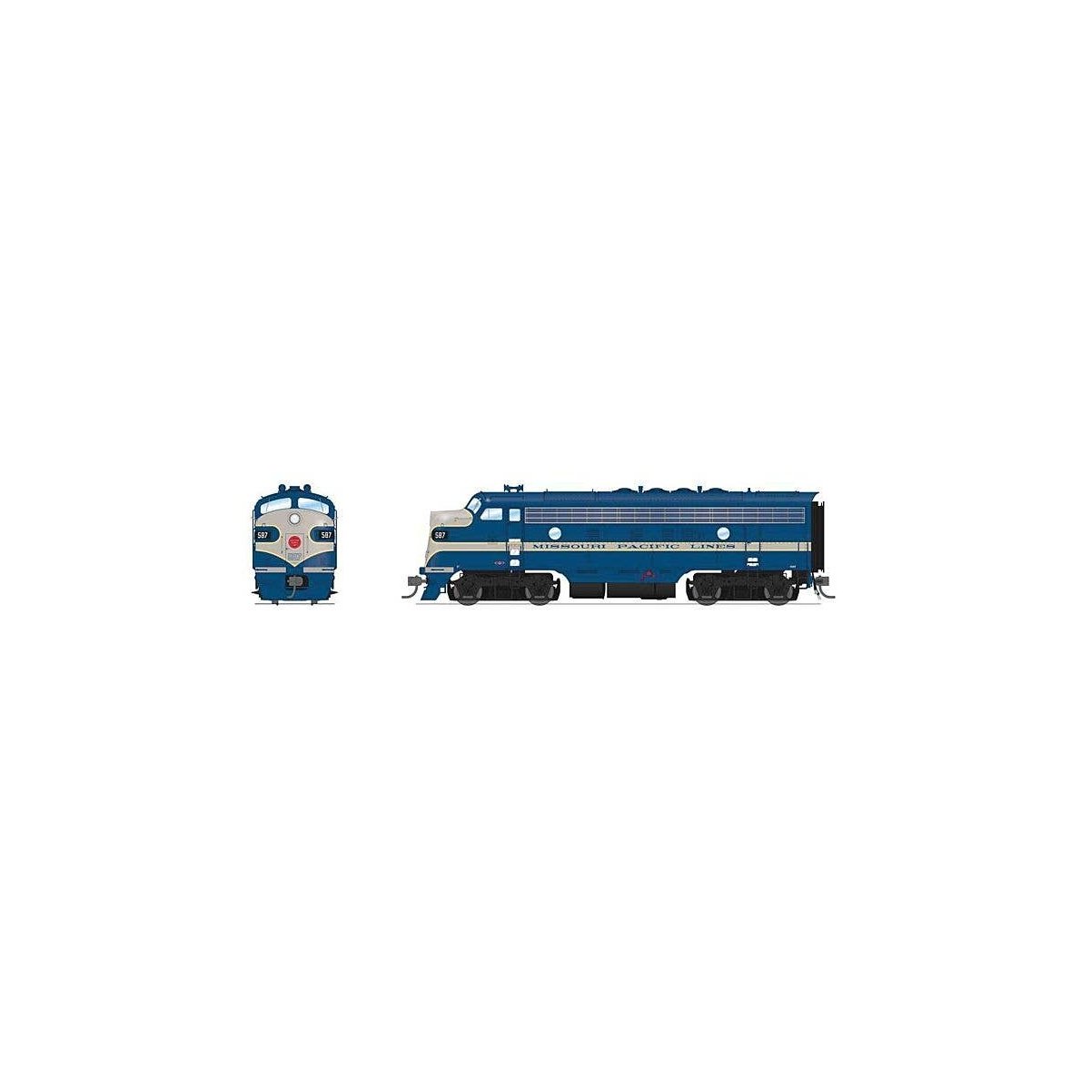 EMD F7 A-Unpowered B Set - Sound and DCC - Paragon4(TM) -- Missouri Pacific 587, 587B (Eagle, blue, gray), HO, Broadway Limited 