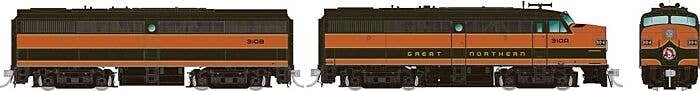 Alco FA1-FB1 Set - Standard DC -- Great Northern 442A, 442B (Pullman Green, Omaha Orange, yellow), HO, Rapido Trains Inc 37020