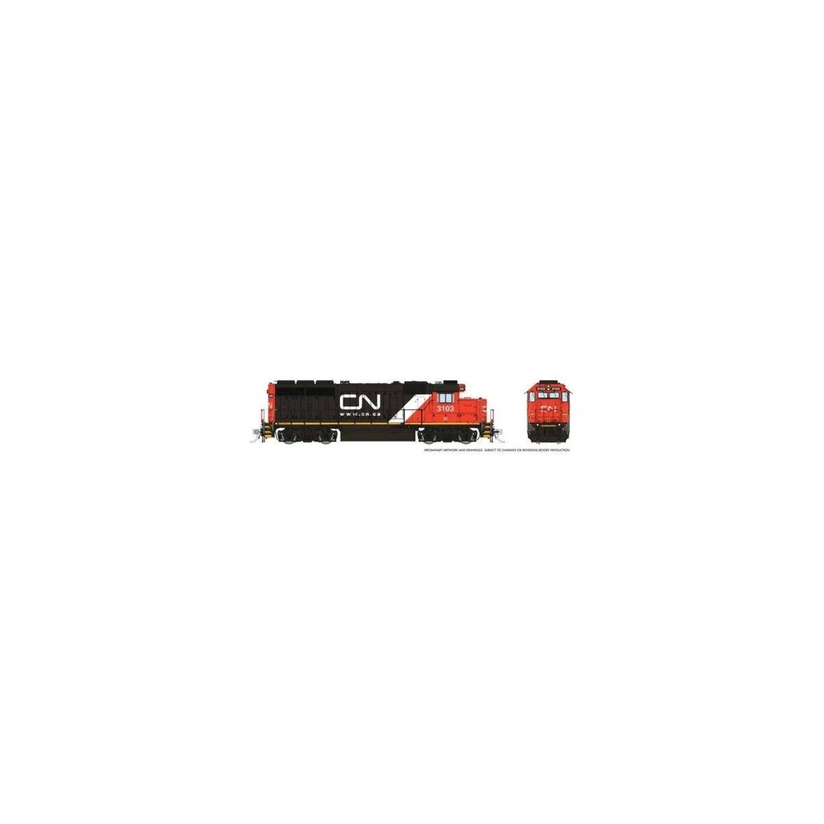 EMD GP40 - LokSound and DCC -- Canadian National 3103 (Ex-IC 2012, black, red, white, Website Noodle Logo), HO, Rapido Trains In