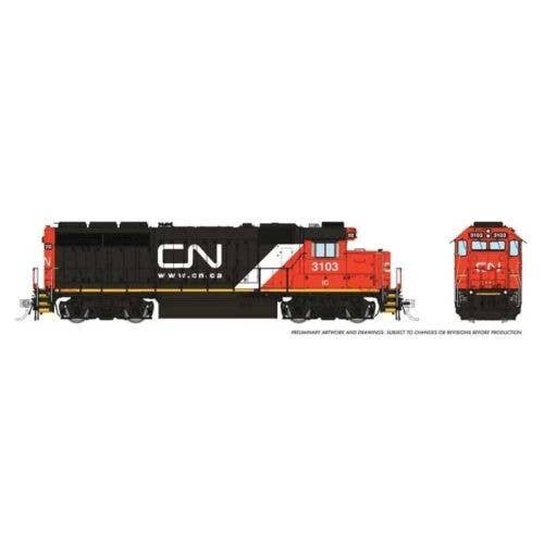 EMD GP40 - LokSound and DCC -- Canadian National 3103 (Ex-IC 2012, black, red, white, Website Noodle Logo), HO, Rapido Trains In