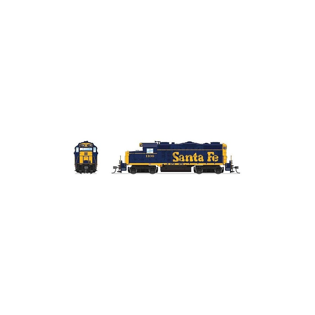 EMD GP20 - Sound and DCC - Paragon4(TM) -- Santa Fe 1106 (As-Delivered, blue, yellow), HO, Broadway Limited Imports 7452