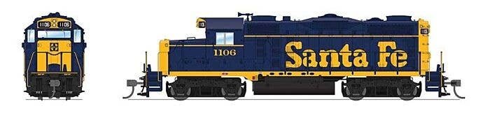 EMD GP20 - Sound and DCC - Paragon4(TM) -- Santa Fe 1106 (As-Delivered, blue, yellow), HO, Broadway Limited Imports 7452