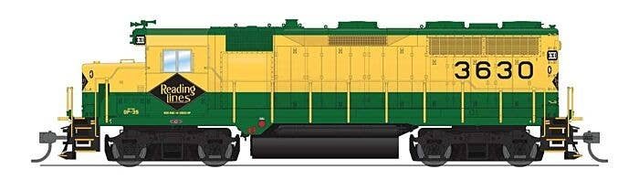 EMD GP35 Low Nose - Sound and DCC - Paragon4(TM) -- Reading 3630 (yellow, green), HO, Broadway Limited Imports 8928