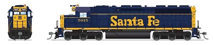 EMD SD45 Low-Nose - Sound & DCC - Paragon4(TM) -- Santa Fe 5615 (Bookend, blue, yellow), HO, Broadway Limited Imports 7930