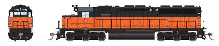 EMD SD45 Low-Nose - Sound & DCC - Paragon4(TM) -- Milwaukee Road 4002 (As-delivered, orange, black), HO, Broadway Limited Import