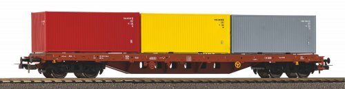 Container Flat Car SNCB Era V, beladen with 3 Containern, HO, PIKO 24539