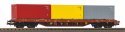 Container Flat Car SNCB Era V, beladen with 3 Containern, HO, PIKO 24539
