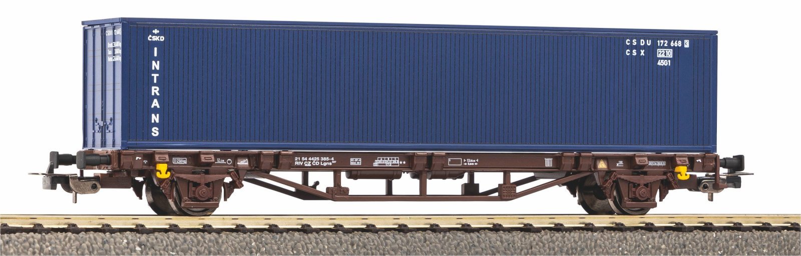 Flat w/40' cont CD V, HO, PIKO 27719