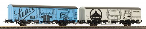 2-Piece Set Covered Freight Car Starke Marken Saurer SBB V, HO, PIKO 27747