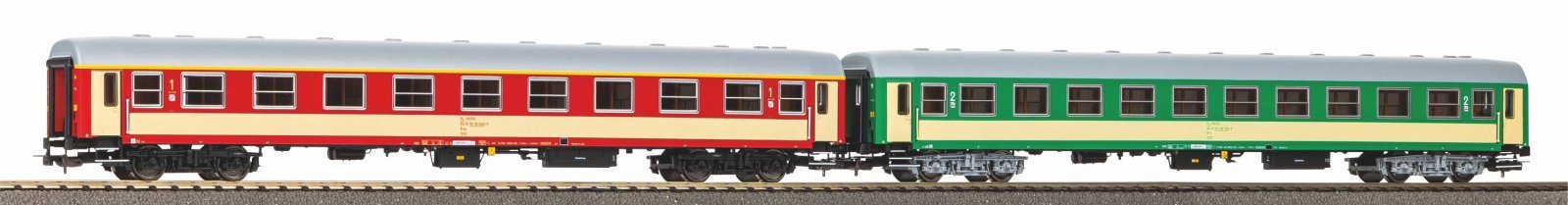 2-Piece Set Passenger Car 1. Class + 2. Class PKP IC VI, HO, PIKO 28320