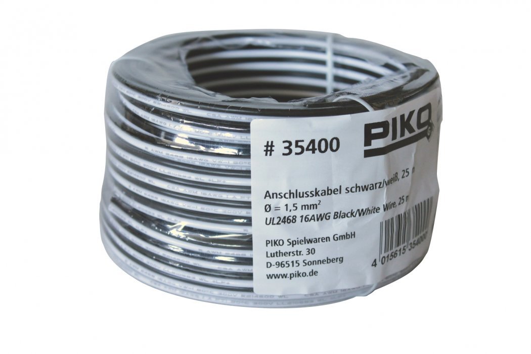G-Black/White Cable,16AWG, 25m, G, PIKO 35400