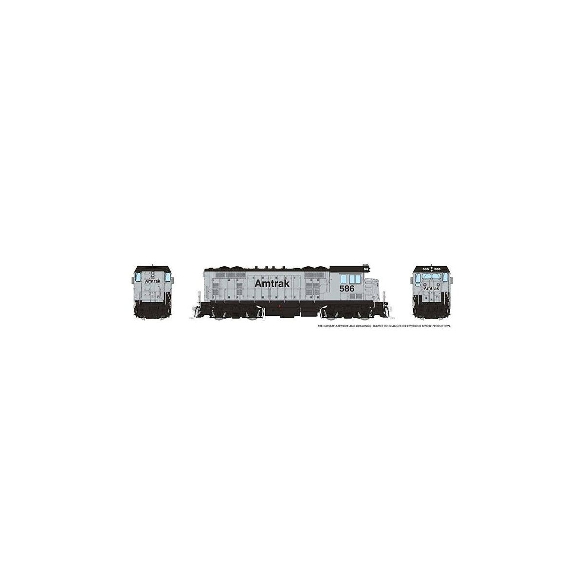Santa Fe CF7 w/Square Cab - Sound and DCC -- Amtrak 586 (silver, black), HO, Rapido Trains Inc 70623