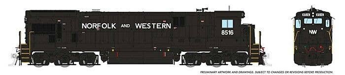 GE C36-7 - Sound and DCC -- Norfolk & Western 8513 (Claytor Scheme, black white, Spelled-Out Roadname), HO, Rapido Trains Inc 42
