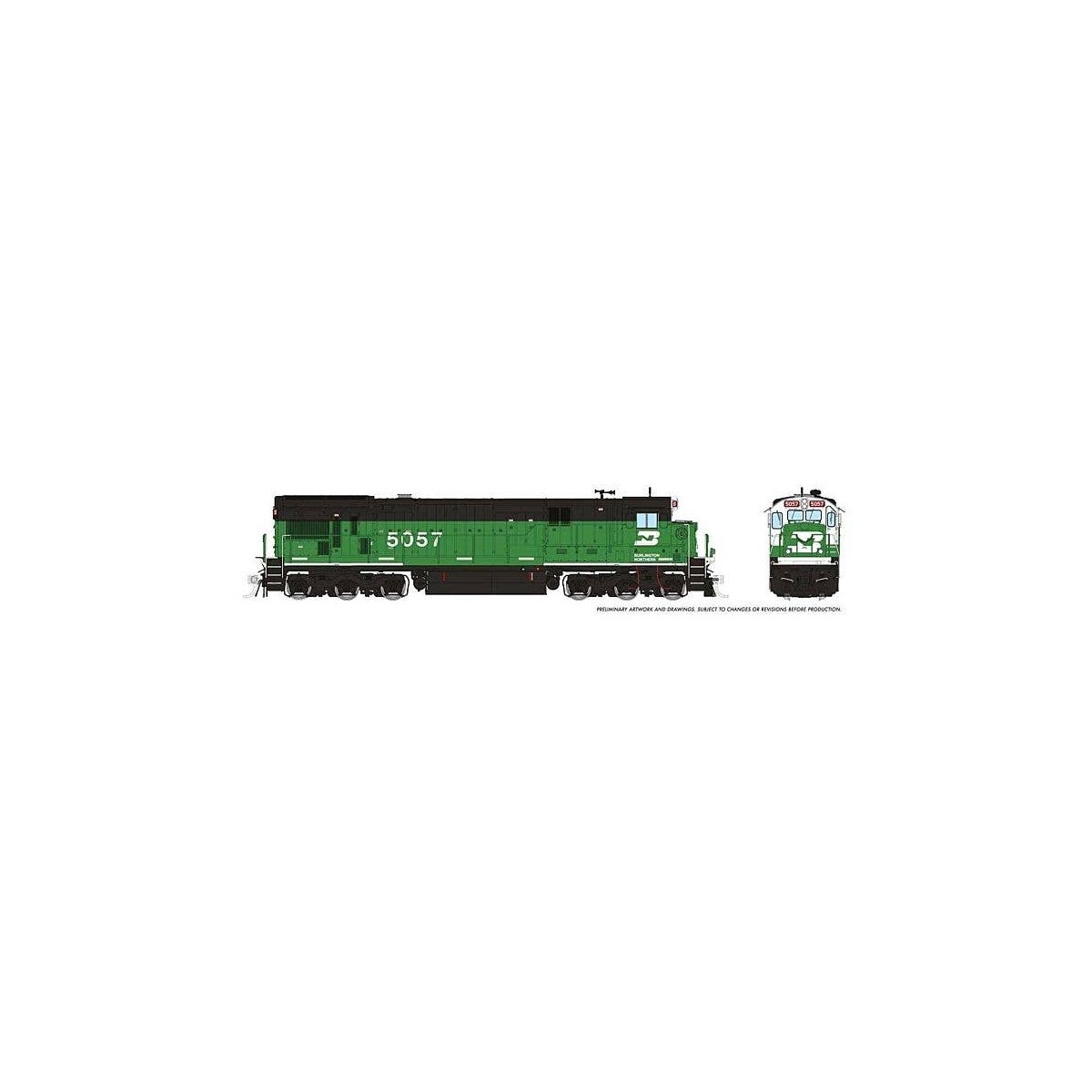 GE C36-7 - Sound and DCC -- Burlington Northern 5057 (Whiteface Scheme, Cascade Green, black), HO, Rapido Trains Inc 42603