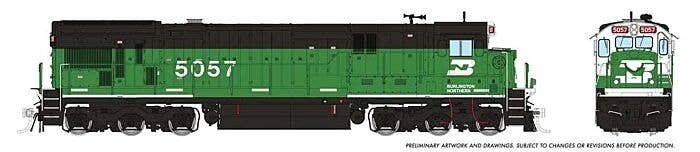 GE C36-7 - Sound and DCC -- Burlington Northern 5057 (Whiteface Scheme, Cascade Green, black), HO, Rapido Trains Inc 42603