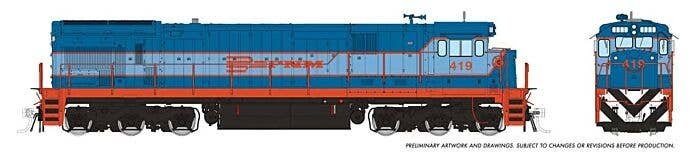 GE C36-7 - Sound and DCC -- Ferrocarriles Nacionales de Mexico 432 (blue, orange, black, white), HO, Rapido Trains Inc 42612
