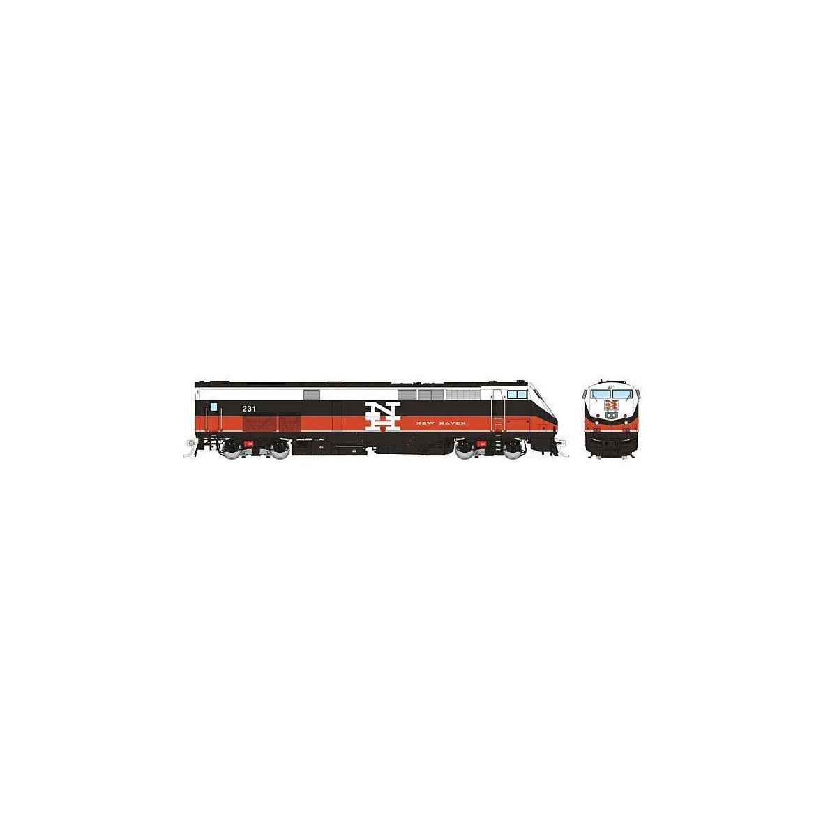 GE P32AC-DM - Sound and DCC -- Connecticut Department of Transportation 231 (New Haven black, white, red), HO, Rapido Trains Inc