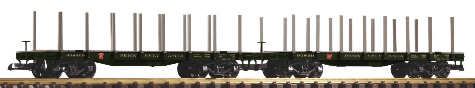 G 2-Piece Set Stake Car PRR, G, PIKO 38784