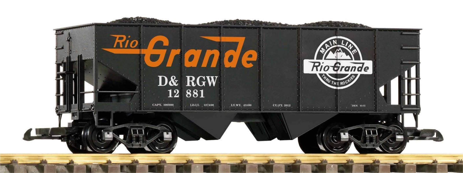 G Bulk Freight Car D&RGW with Coal Load, G, PIKO 38959