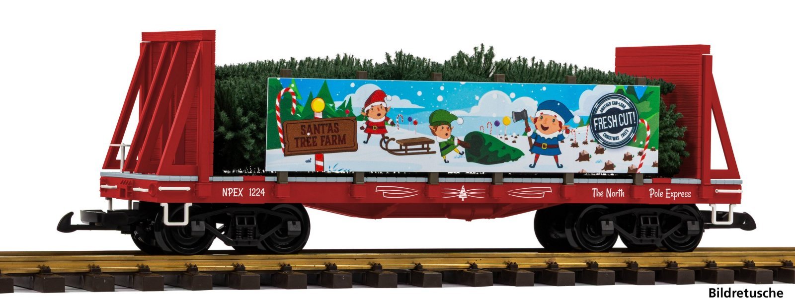 G-Low-Side Car Santas Tree Farm Transport, G, PIKO 38980