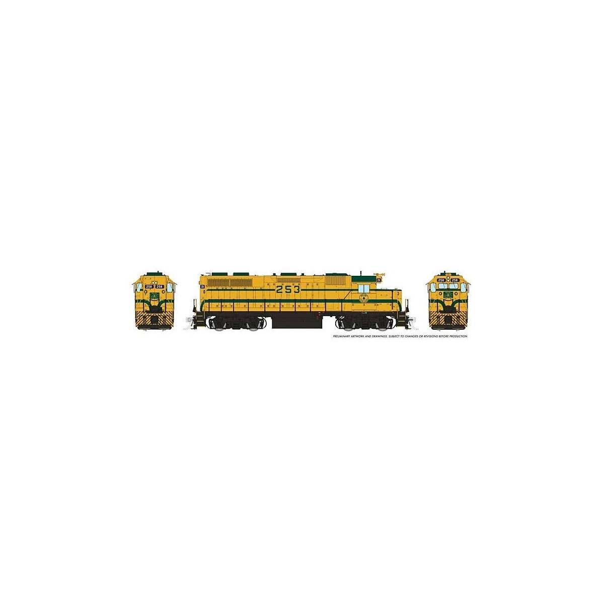 EMD GP38 Low Nose - Sound and DCC -- Maine Central 258 (Harvest Gold, green), HO, Rapido Trains Inc 38566