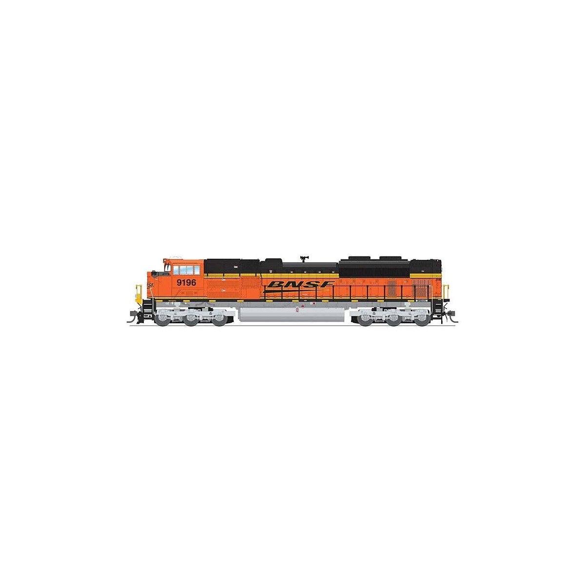 EMD SD70ACe - Standard DC - Stealth Series -- BNSF Railway 9196 (orange, black, yellow, Wedge Logo), HO, Broadway Limited Import