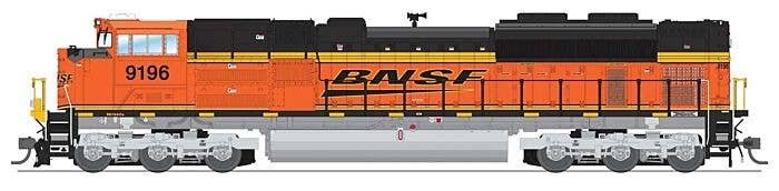 EMD SD70ACe - Standard DC - Stealth Series -- BNSF Railway 9196 (orange, black, yellow, Wedge Logo), HO, Broadway Limited Import