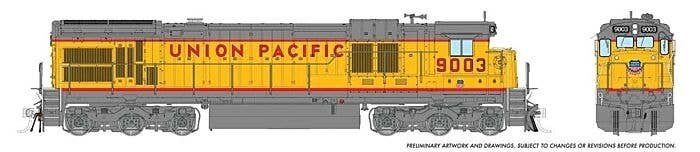 GE C36-7 - Sound and DCC -- Union Pacific 9027 (1988 Relettered, Armour Yellow, gray, red), HO, Rapido Trains Inc 42631