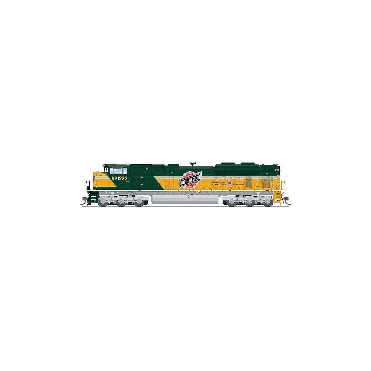 EMD SD70ACe - Standard DC - Stealth Series -- Union Pacific 1995 (Chicago & North Western Heritage, green, yellow), HO, Broadway