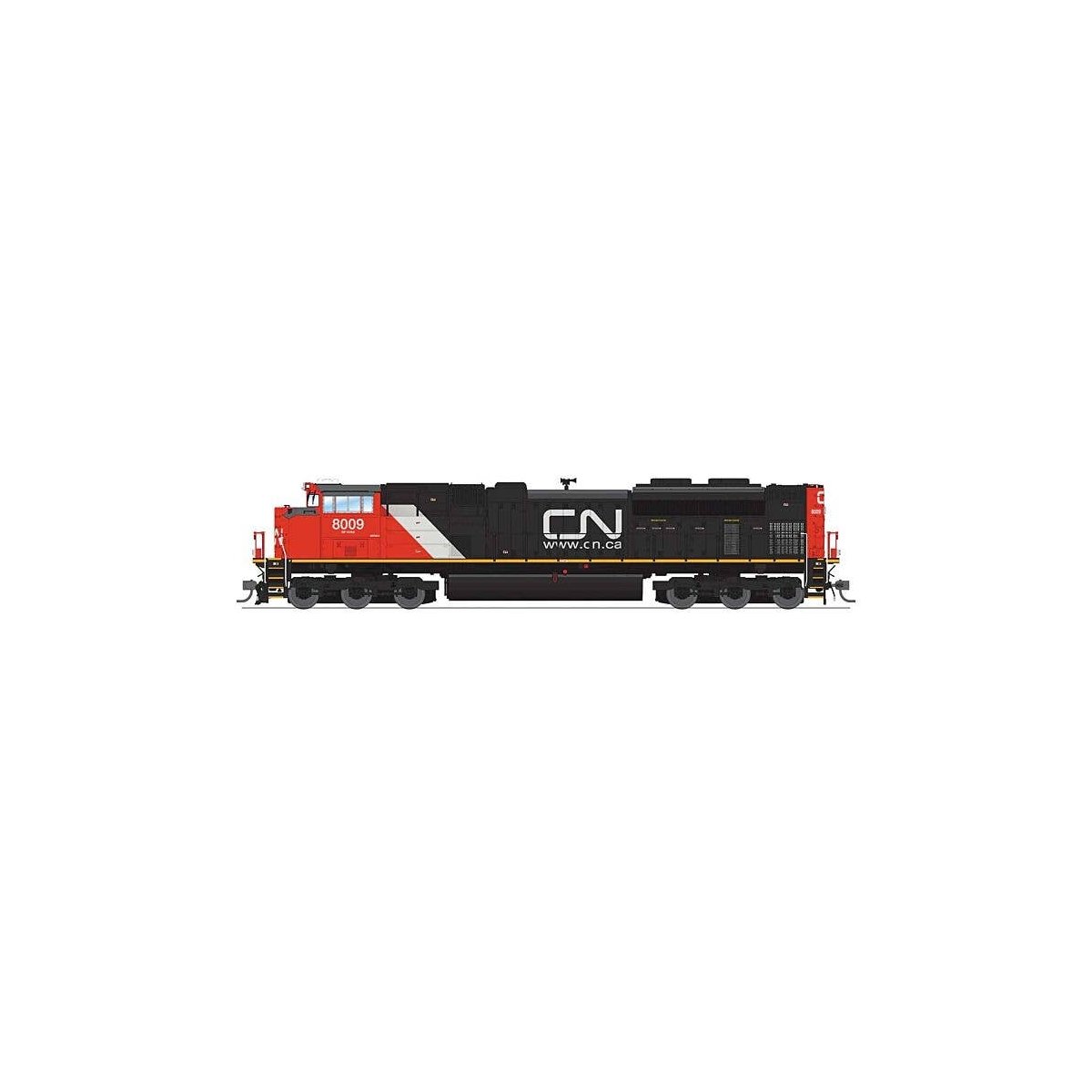 EMD SD70ACe - Standard DC - Stealth Series -- Canadian National 8016 (black, red, white, Website Logo), HO, Broadway Limited Imp