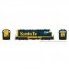 Santa Fe CF7 w/Round Cab - Sound and DCC -- Santa Fe 2620 (Pinstripe, blue, yellow), HO, Rapido Trains Inc 70614