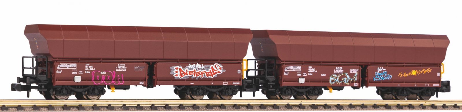 N-2-Piece Set Bulk Freight Car Falns OnRail VI Graffiti, N, PIKO 40716