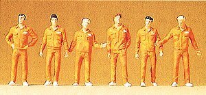 People Working -- Mechanics In Coveralls pkg(6), HO, Preiser Kg 10373