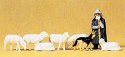 Animals -- Shepherd w/Sheep Dog & Sheep pkg(8), HO, Preiser Kg 14160