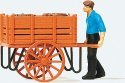 Individual Figure -- Worker Pushing Handcart with Load of Barrels, HO, Preiser Kg 28131