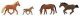 Horses -- Brown pkg(4), HO, Faller Gmbh 151912