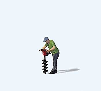 Individual Figure - Drilling the Ground -- Man with Auger, HO, Preiser Kg 28263
