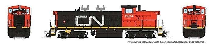 GMD-1 4-Axle Version - ESU LokSound 5 Sound and DCC -- Canadian National 1910 (black, red,red cab & short hood, Noodle Logo), HO