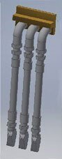 3-Line MU Hose -- Plastic pkg(4), HO, Cal Scale 190724